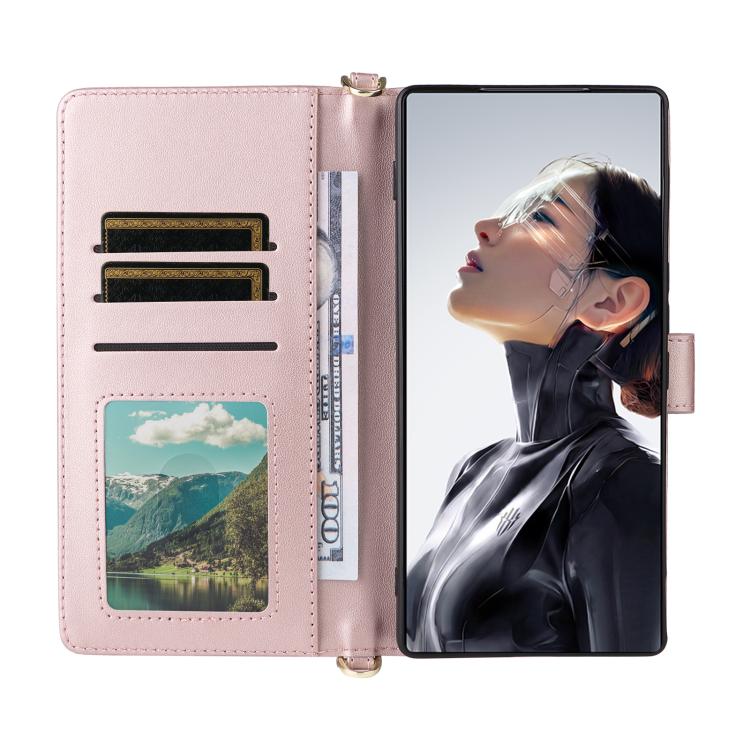 For ZTE nubia RedMagic 11 Air Multifunctional 6-Card Slots Leather Phone Case with Wrist Strap
