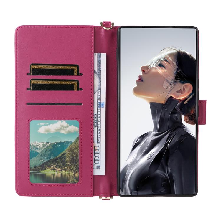 For ZTE nubia RedMagic 11 Air Multifunctional 6-Card Slots Leather Phone Case with Wrist Strap