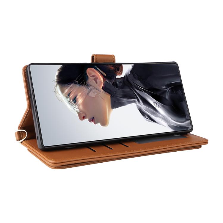 For ZTE nubia RedMagic 11 Air Multifunctional 6-Card Slots Leather Phone Case with Wrist Strap