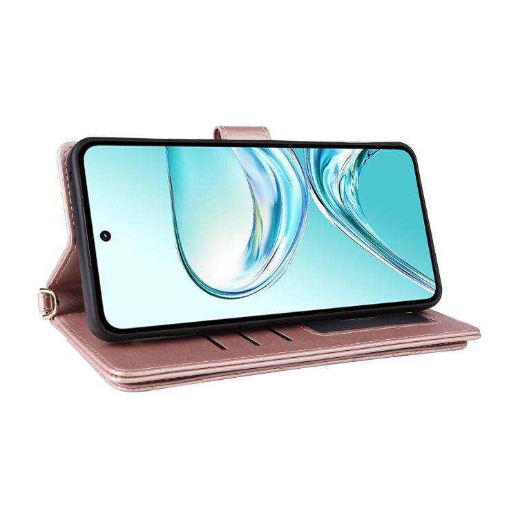 For ZTE nubia Focus 2 Ultra 5G Multifunctional 6-Card Slots Leather Phone Case with Wrist Strap