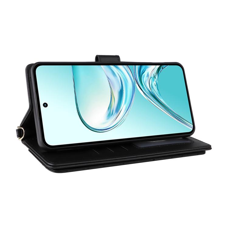 For ZTE nubia Focus 2 Ultra 5G Multifunctional 6-Card Slots Leather Phone Case with Wrist Strap