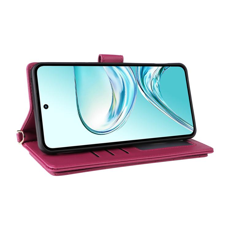 For ZTE nubia Focus 2 Ultra 5G Multifunctional 6-Card Slots Leather Phone Case with Wrist Strap
