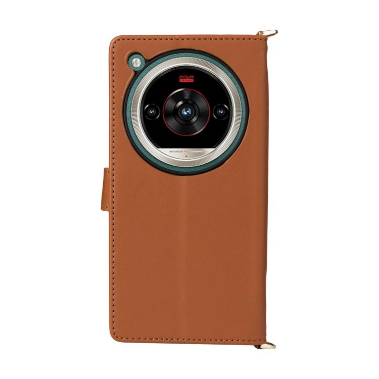 For ZTE nubia Focus 2 Ultra 5G Multifunctional 6-Card Slots Leather Phone Case with Wrist Strap