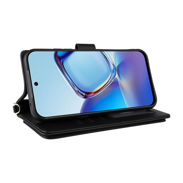 For ZTE Blade V80 Pro / V80 Vita Multifunctional 6-Card Slots Leather Phone Case with Wrist Strap