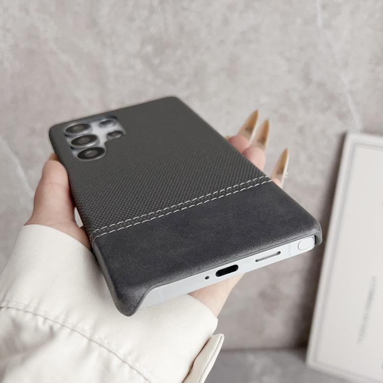 For Samsung Galaxy S24 Ultra 5G Stitching Cloth MagSafe Magnetic PC Hybrid PU Phone Case