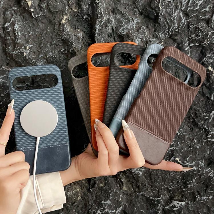 For Google Pixel 9 Pro XL Stitching Cloth MagSafe Magnetic PC Hybrid PU Phone Case