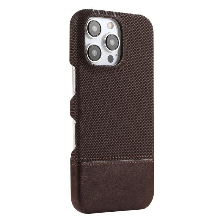 For iPhone 16 Pro Max Stitching Cloth MagSafe Magnetic PC Hybrid PU Phone Case