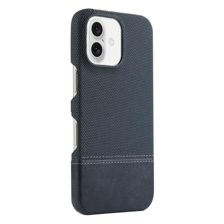 For iPhone 16 Plus Stitching Cloth MagSafe Magnetic PC Hybrid PU Phone Case