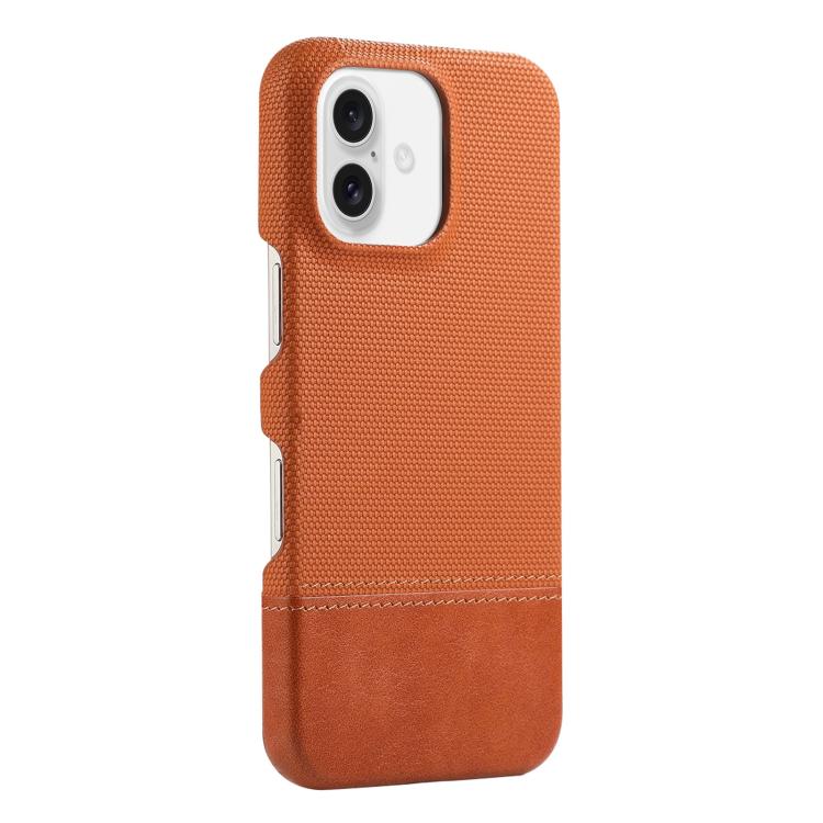 For iPhone 16 Plus Stitching Cloth MagSafe Magnetic PC Hybrid PU Phone Case