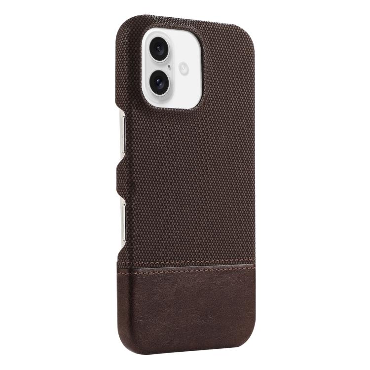 For iPhone 16 Stitching Cloth MagSafe Magnetic PC Hybrid PU Phone Case