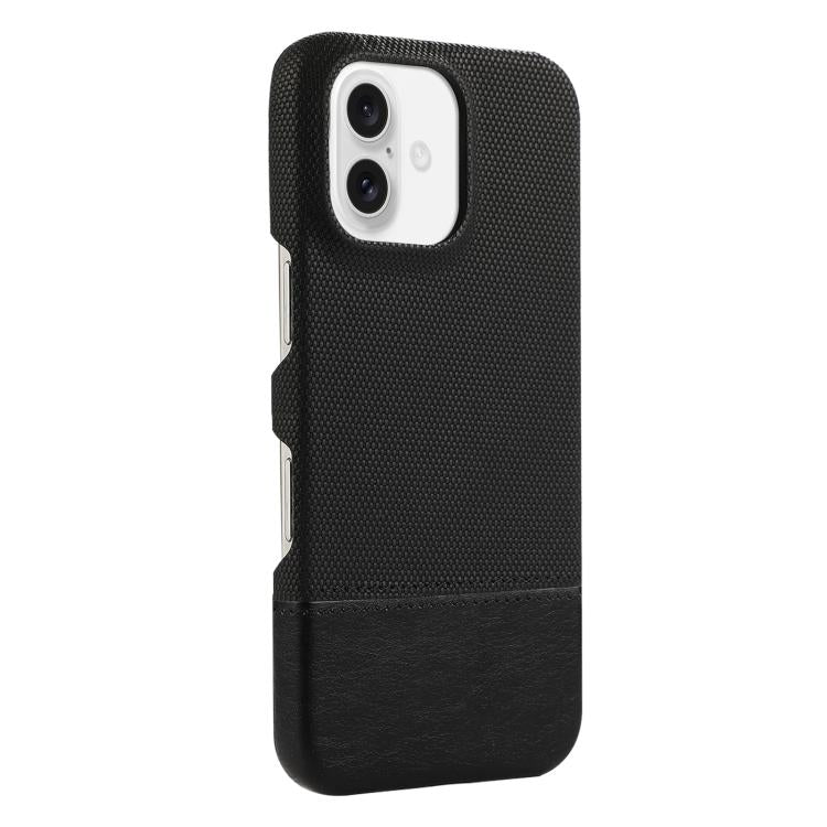 For iPhone 16 Stitching Cloth MagSafe Magnetic PC Hybrid PU Phone Case