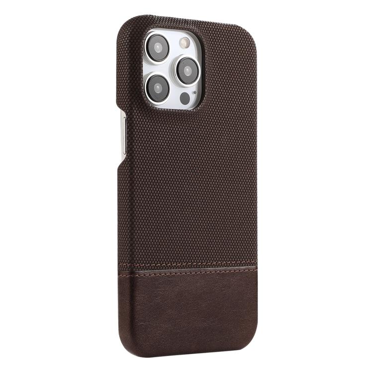 For iPhone 15 Pro Stitching Cloth MagSafe Magnetic PC Hybrid PU Phone Case