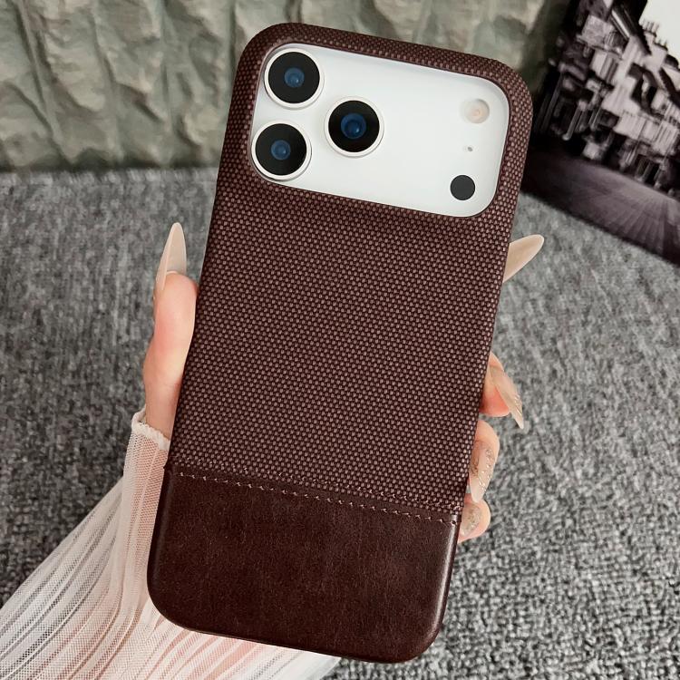 For iPhone 17 Pro Max Stitching Cloth MagSafe Magnetic PC Hybrid PU Phone Case
