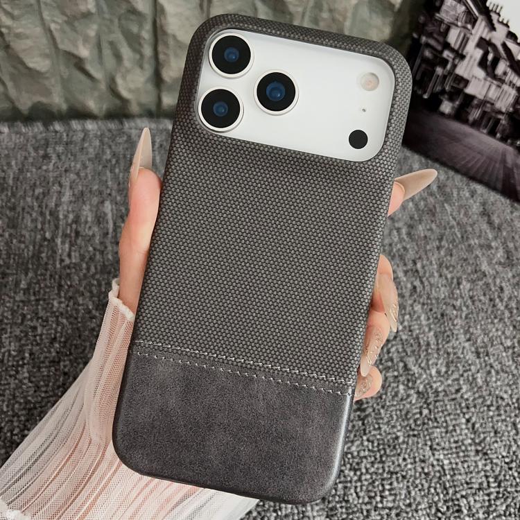 For iPhone 17 Pro Max Stitching Cloth MagSafe Magnetic PC Hybrid PU Phone Case