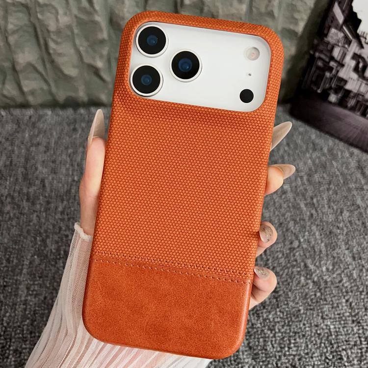 For iPhone 17 Pro Max Stitching Cloth MagSafe Magnetic PC Hybrid PU Phone Case