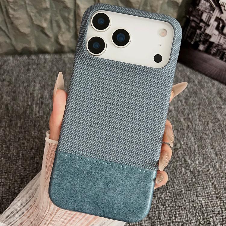 For iPhone 17 Pro Stitching Cloth MagSafe Magnetic PC Hybrid PU Phone Case