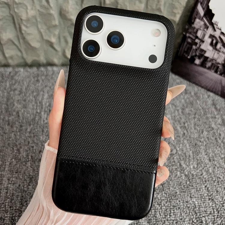 For iPhone 17 Pro Stitching Cloth MagSafe Magnetic PC Hybrid PU Phone Case