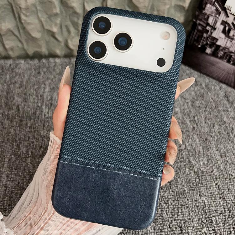 For iPhone 17 Pro Stitching Cloth MagSafe Magnetic PC Hybrid PU Phone Case