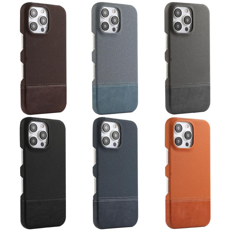 For iPhone 14 Plus / 15 Plus Stitching Cloth MagSafe Magnetic PC Hybrid PU Phone Case