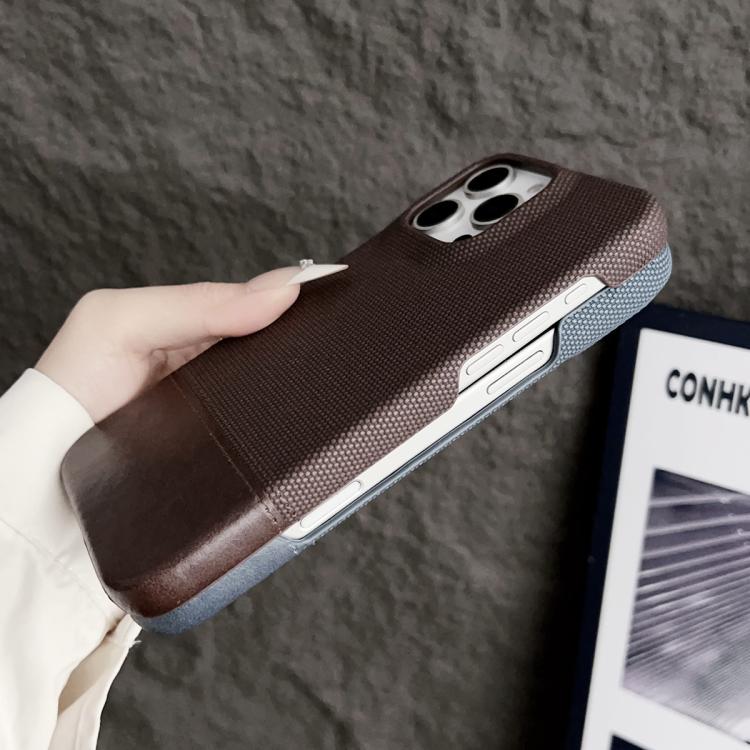 For iPhone 14 Plus / 15 Plus Stitching Cloth MagSafe Magnetic PC Hybrid PU Phone Case