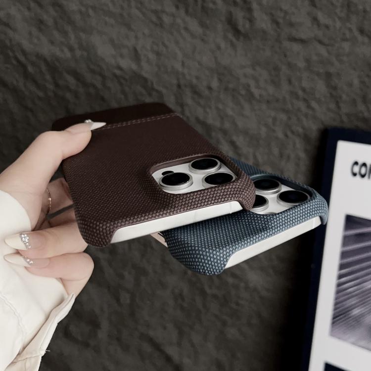 For iPhone 14 Plus / 15 Plus Stitching Cloth MagSafe Magnetic PC Hybrid PU Phone Case
