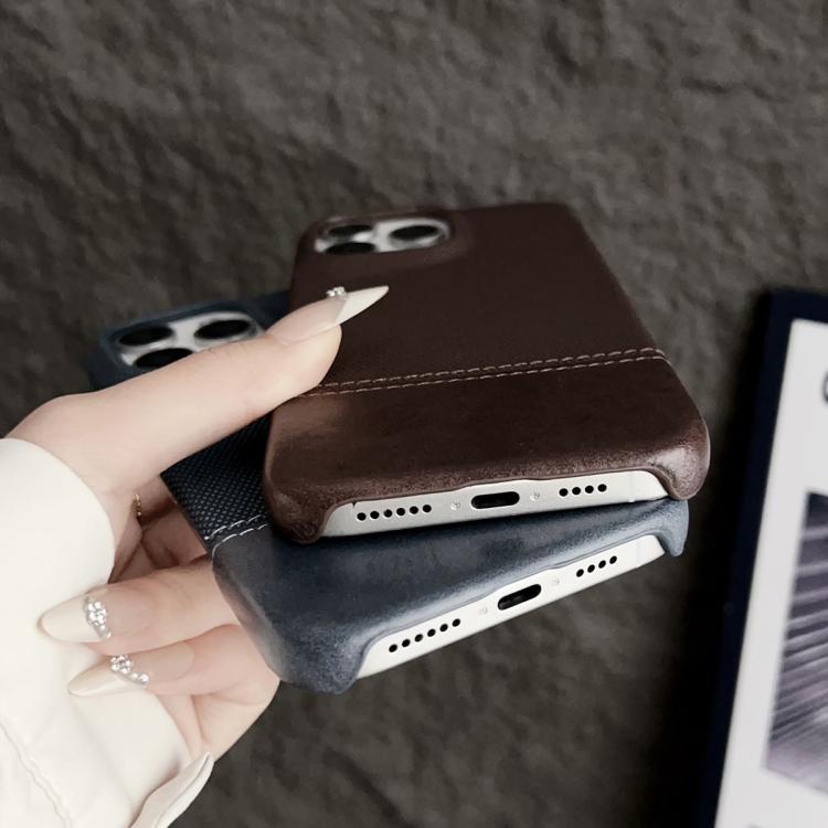 For iPhone 14 Plus / 15 Plus Stitching Cloth MagSafe Magnetic PC Hybrid PU Phone Case