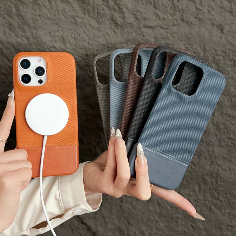 For iPhone 17 Pro Stitching Cloth MagSafe Magnetic PC Hybrid PU Phone Case