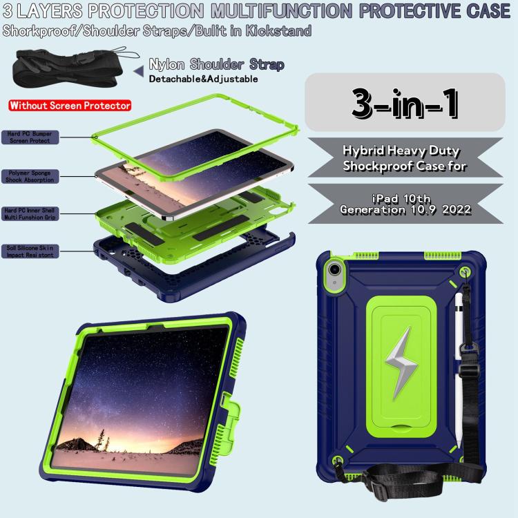 For iPad 2025 / 2022 Armor Bolt Shape Holder Silicone Hybrid PC Tablet Case