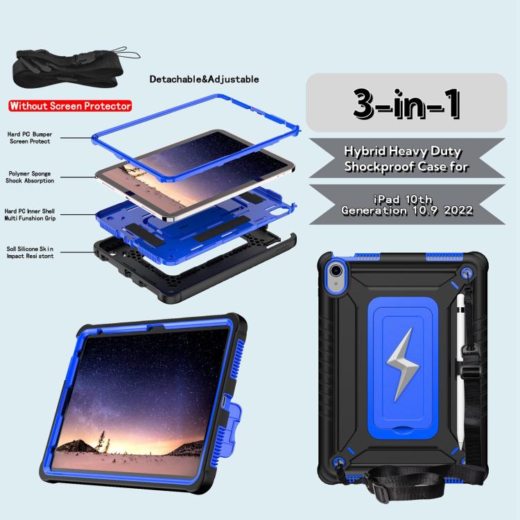 For iPad 2025 / 2022 Armor Bolt Shape Holder Silicone Hybrid PC Tablet Case