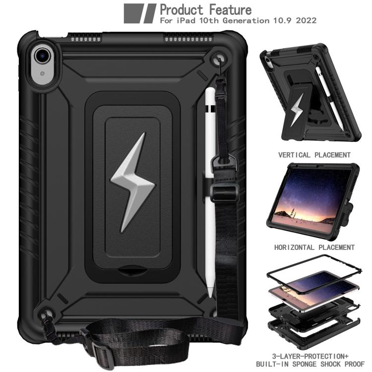For iPad 2025 / 2022 Armor Bolt Shape Holder Silicone Hybrid PC Tablet Case