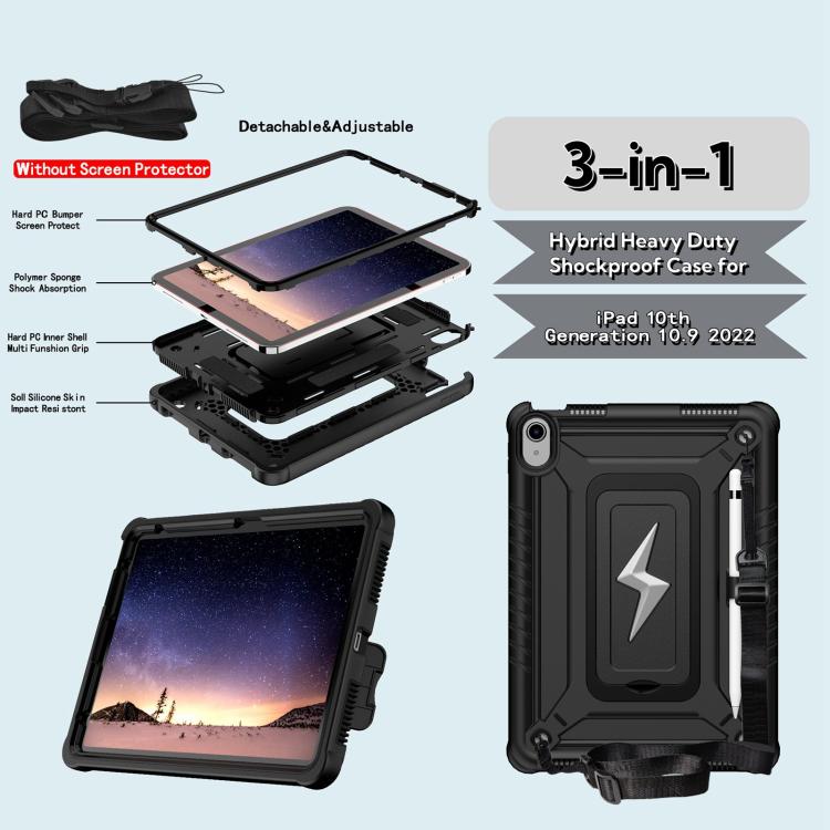 For iPad 2025 / 2022 Armor Bolt Shape Holder Silicone Hybrid PC Tablet Case