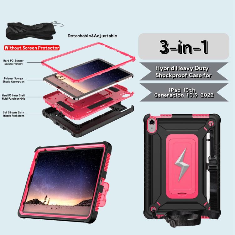 For iPad 2025 / 2022 Armor Bolt Shape Holder Silicone Hybrid PC Tablet Case