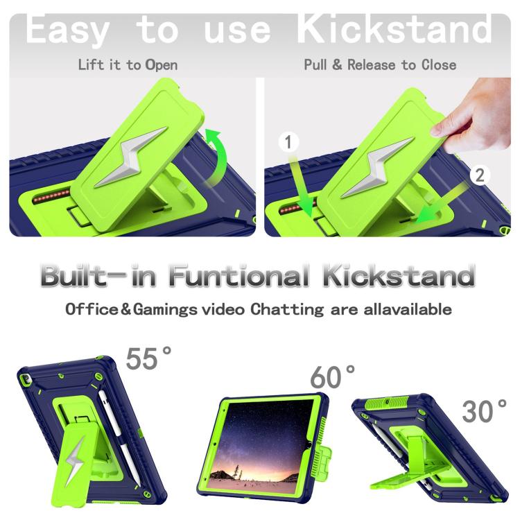 For iPad 10.2 2021 / 2020 / 2019 Armor Bolt Shape Holder Silicone Hybrid PC Tablet Case