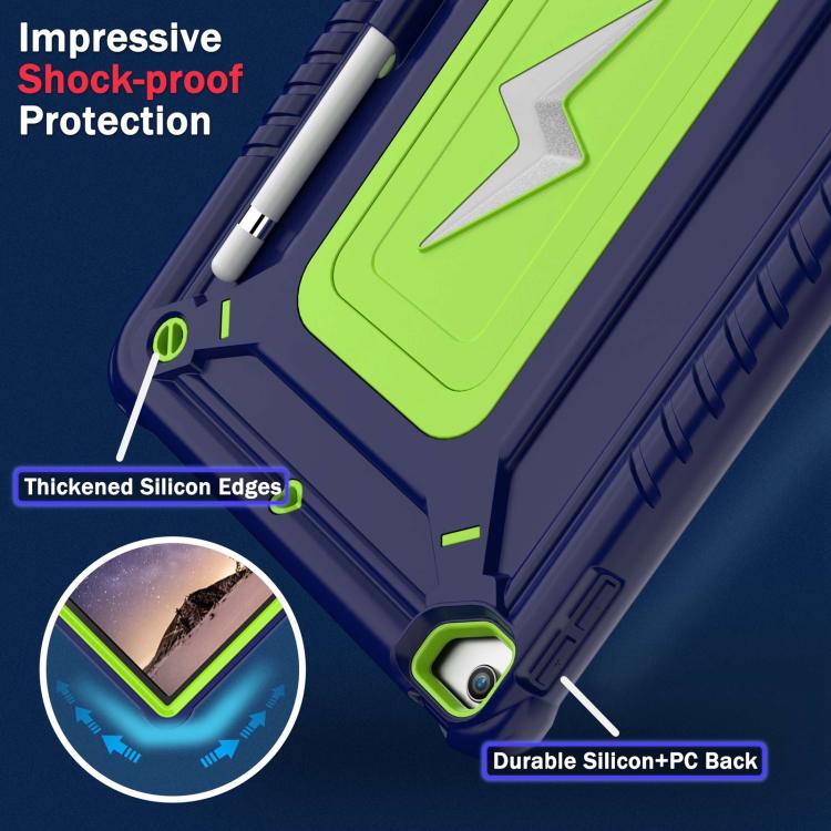 For iPad 10.2 2021 / 2020 / 2019 Armor Bolt Shape Holder Silicone Hybrid PC Tablet Case