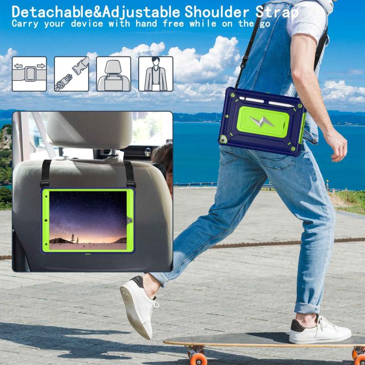 For iPad 10.2 2021 / 2020 / 2019 Armor Bolt Shape Holder Silicone Hybrid PC Tablet Case