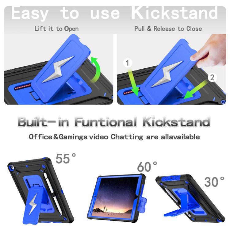 For iPad 10.2 2021 / 2020 / 2019 Armor Bolt Shape Holder Silicone Hybrid PC Tablet Case