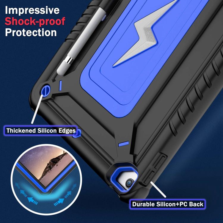 For iPad 10.2 2021 / 2020 / 2019 Armor Bolt Shape Holder Silicone Hybrid PC Tablet Case