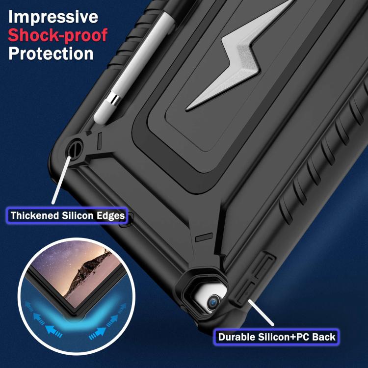 For iPad 10.2 2021 / 2020 / 2019 Armor Bolt Shape Holder Silicone Hybrid PC Tablet Case