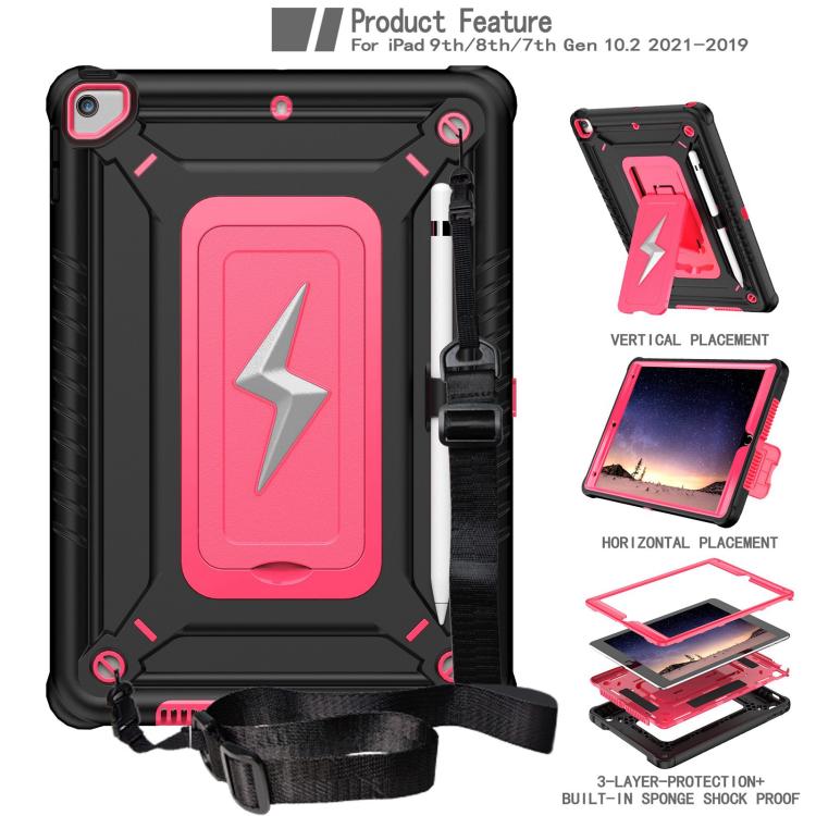 For iPad 10.2 2021 / 2020 / 2019 Armor Bolt Shape Holder Silicone Hybrid PC Tablet Case