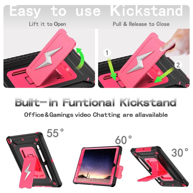 For iPad 10.2 2021 / 2020 / 2019 Armor Bolt Shape Holder Silicone Hybrid PC Tablet Case