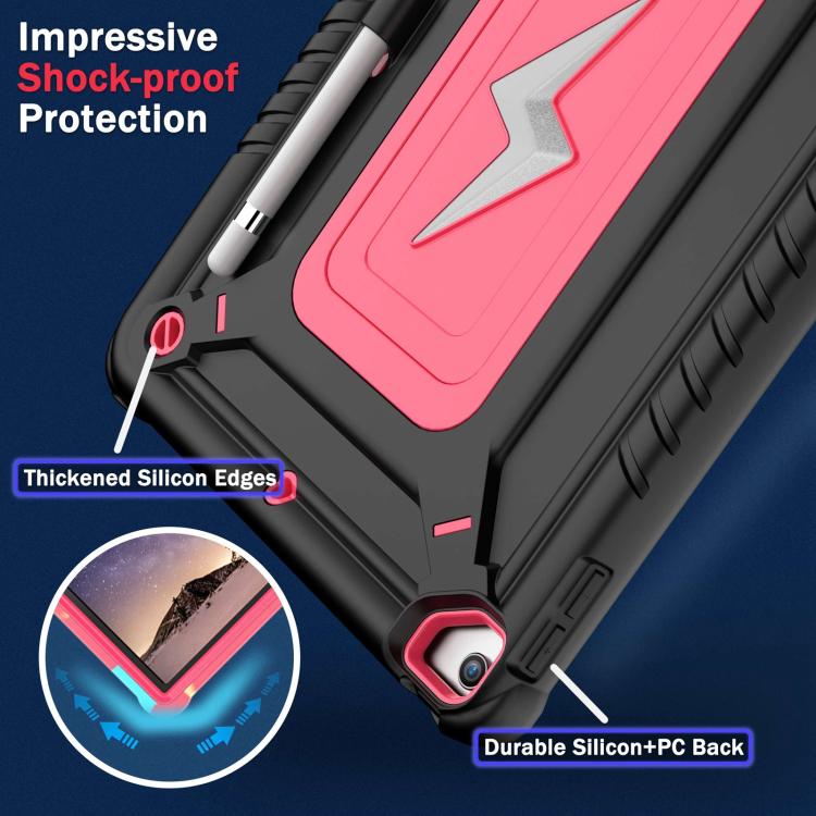 For iPad 10.2 2021 / 2020 / 2019 Armor Bolt Shape Holder Silicone Hybrid PC Tablet Case