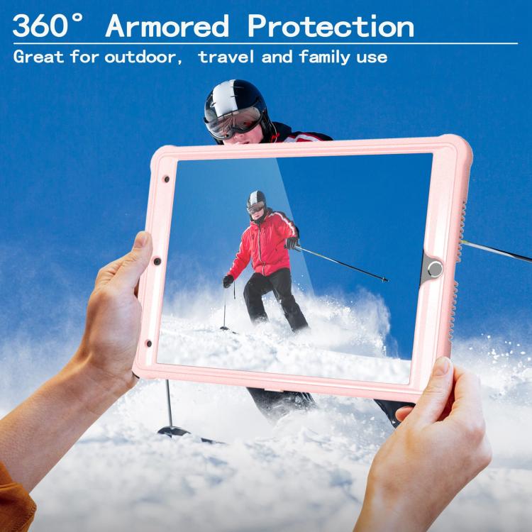 For iPad 10.2 2021 / 2020 / 2019 Armor Bolt Shape Holder Silicone Hybrid PC Tablet Case