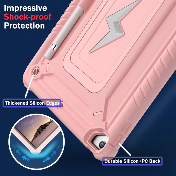 For iPad 10.2 2021 / 2020 / 2019 Armor Bolt Shape Holder Silicone Hybrid PC Tablet Case