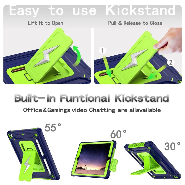 For iPad 9.7 2018 / Air / Air 2 Armor Bolt Shape Holder Silicone Hybrid PC Tablet Case