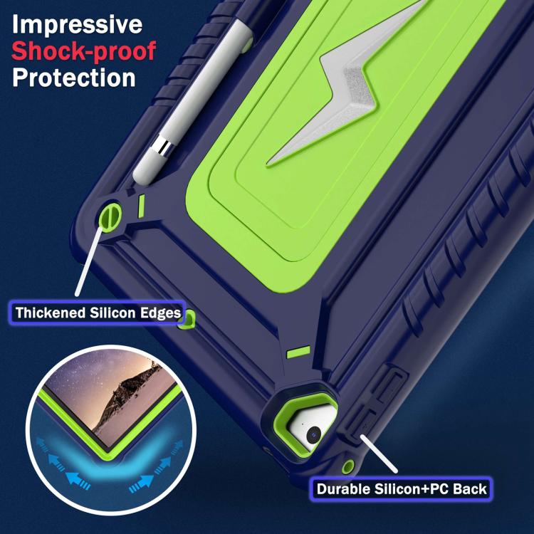 For iPad 9.7 2018 / Air / Air 2 Armor Bolt Shape Holder Silicone Hybrid PC Tablet Case