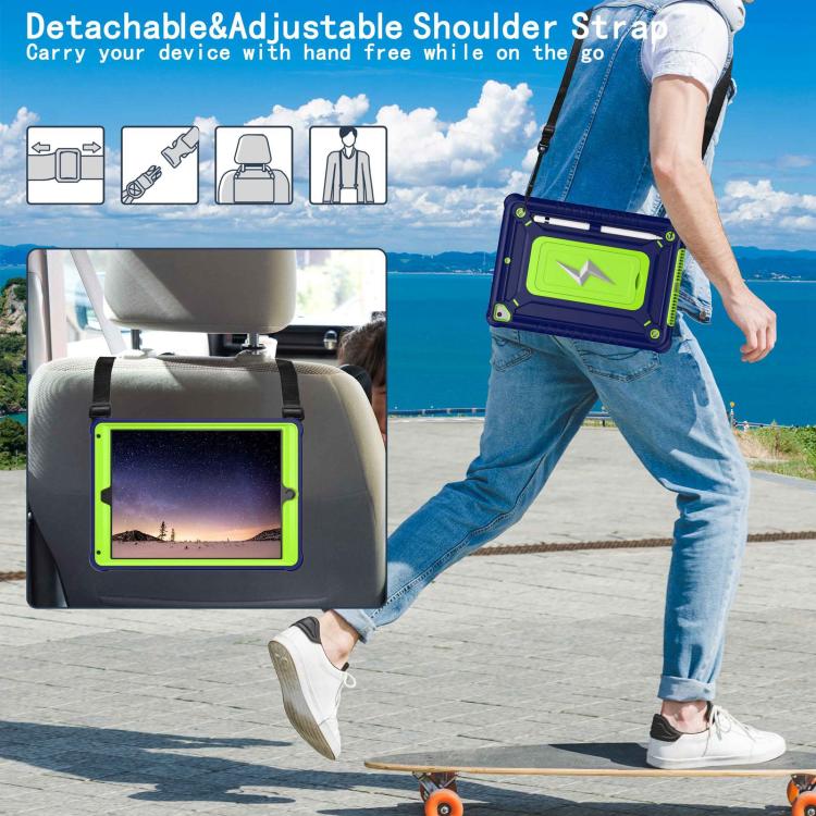 For iPad 9.7 2018 / Air / Air 2 Armor Bolt Shape Holder Silicone Hybrid PC Tablet Case