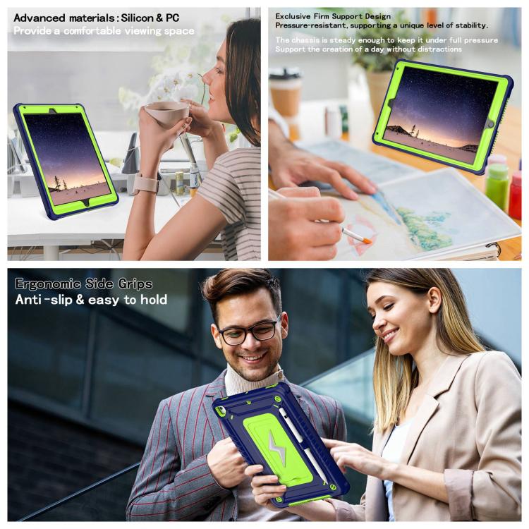 For iPad 9.7 2018 / Air / Air 2 Armor Bolt Shape Holder Silicone Hybrid PC Tablet Case