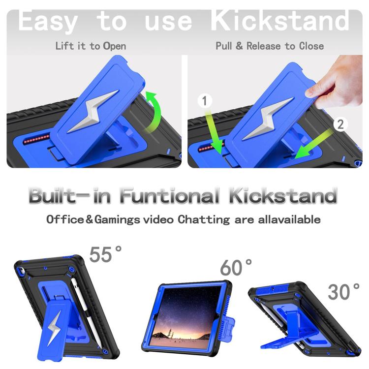 For iPad 9.7 2018 / Air / Air 2 Armor Bolt Shape Holder Silicone Hybrid PC Tablet Case