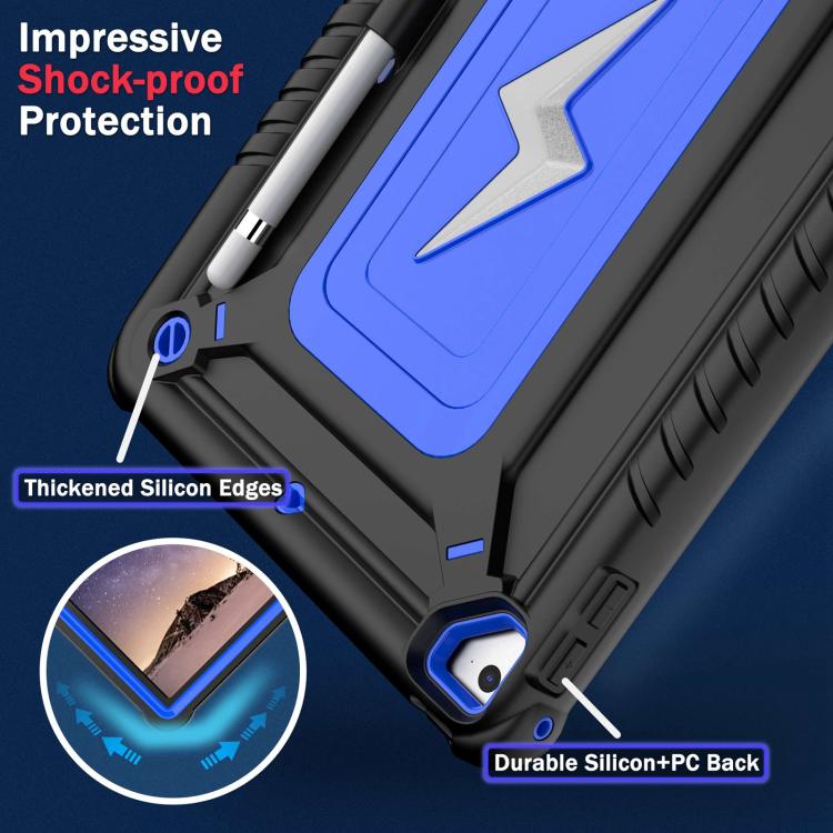 For iPad 9.7 2018 / Air / Air 2 Armor Bolt Shape Holder Silicone Hybrid PC Tablet Case