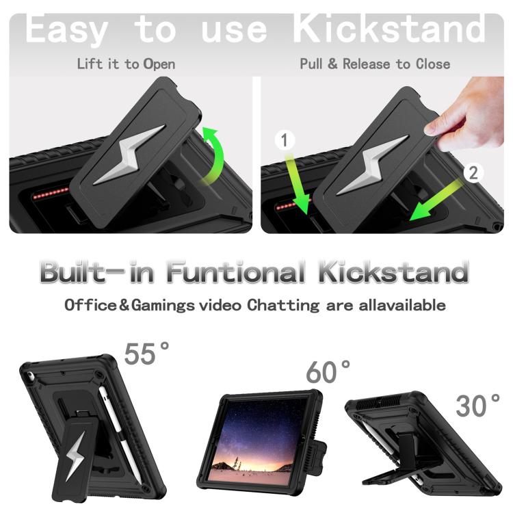 For iPad 9.7 2018 / Air / Air 2 Armor Bolt Shape Holder Silicone Hybrid PC Tablet Case